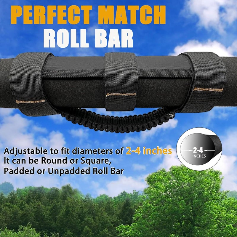 KKIKK Jeep Roll Bar Grab Handles, 4 Pack Paracord Jeep Handles Grab for Wrangler JK YJ TJ JL & Gladiator JT 2021 2022 2023 2024 Modle, Wrangler Hardware Handles (Black) - Image 4